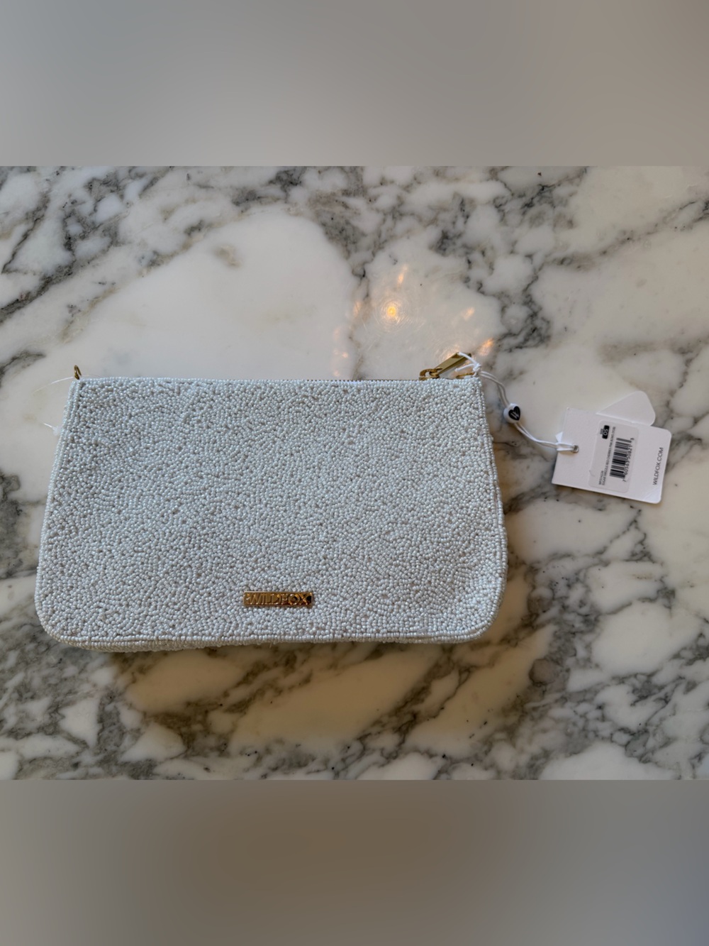 NWT Wildfox Beaded Cherry Bow Clutch Crossbody Bag White Pink Red Handmade - Picture 3 of 6